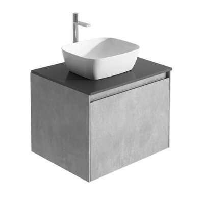 Plum&clay Rigel Concrete Wall Hung Bathroom Vanity Unit With Black Worktop (W)500mm (H)450mm - image 1