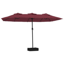 Berkfield Double-Head Garden Parasol With Leds Bordeaux Red 449X245 Cm - thumbnail 2