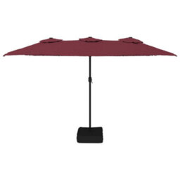 Berkfield Double-Head Garden Parasol With Leds Bordeaux Red 449X245 Cm - thumbnail 4