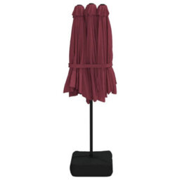 Berkfield Double-Head Garden Parasol With Leds Bordeaux Red 449X245 Cm - thumbnail 7