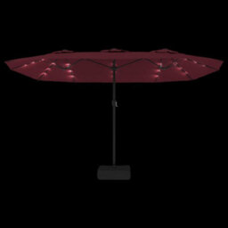 Berkfield Double-Head Garden Parasol With Leds Bordeaux Red 449X245 Cm - thumbnail 6