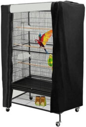 1Pcs (Color Black, Size 80X54X120Cm) Tarpaulin, Waterproof Bird Cage Cover, Large Washable Parrot Good Night - thumbnail 1