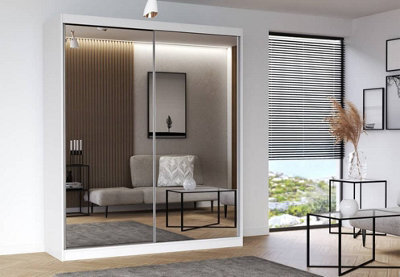 Arte Multi 20 - Chic White Sliding Door Wardrobe With Mirrors (H)2180mm (W)1830mm (D)610mm - image 1
