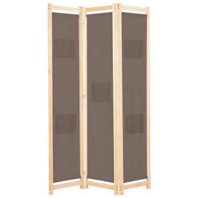 Berkfield 3-Panel Room Divider Brown 120X170X4 Cm Fabric - image 1