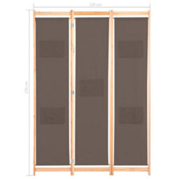 Berkfield 3-Panel Room Divider Brown 120X170X4 Cm Fabric - thumbnail 8