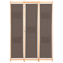 Berkfield 3-Panel Room Divider Brown 120X170X4 Cm Fabric - thumbnail 2