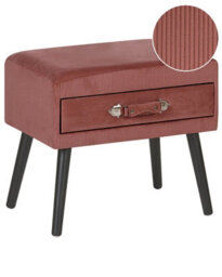 Wyld And Coco Pink Corduroy Side Table With Concealed Storage And Black Pine Legs, 46 X 50 X 35 Cm - thumbnail 3