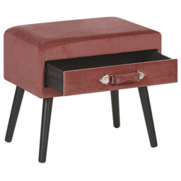 Wyld And Coco Pink Corduroy Side Table With Concealed Storage And Black Pine Legs, 46 X 50 X 35 Cm - thumbnail 6