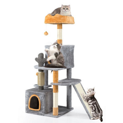 128 Cm Tall Cat Tree Multi Level Aesthetic Floral Kitten Tower - image 1