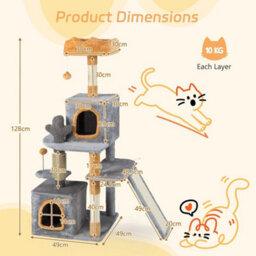 128 Cm Tall Cat Tree Multi Level Aesthetic Floral Kitten Tower - thumbnail 2