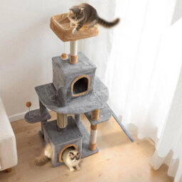 128 Cm Tall Cat Tree Multi Level Aesthetic Floral Kitten Tower - thumbnail 3