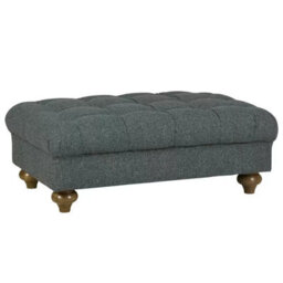 Xample Bordeaux Blue Fabric Footstool Durable Foam Cushion, Solid Wood Legs, Uk Made, White Glove Delivery - thumbnail 4
