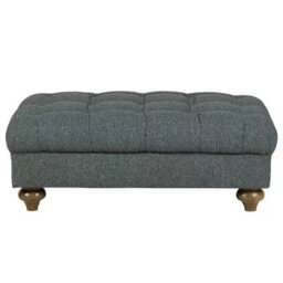Xample Bordeaux Blue Fabric Footstool Durable Foam Cushion, Solid Wood Legs, Uk Made, White Glove Delivery - thumbnail 3