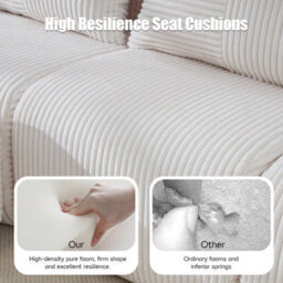 Btm 3 Seater Modular Corduroy Sofa With Ottomans, Configurable Sofa, Cup Holders And Side Storage Pockets, Beige - thumbnail 6