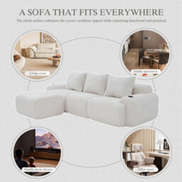 Btm 3 Seater Modular Corduroy Sofa With Ottomans, Configurable Sofa, Cup Holders And Side Storage Pockets, Beige - thumbnail 8