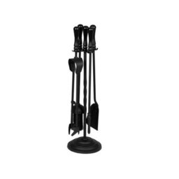 Cast Iron Fireplace Companion Set 5 Piece 19 Inch Shovel Brush Poker Tongs Stand