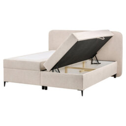 Beliani Divan Bed With Storage Fabric Regent 160 X 200 Cm (Eu King Size) Light Beige - thumbnail 1