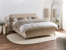 Beliani Divan Bed With Storage Fabric Regent 160 X 200 Cm (Eu King Size) Light Beige - thumbnail 2