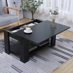 Furniturehmd Sliding Top Coffee Table With Storage Shelf Hidden Compartment Living Room Modern Side Table - thumbnail 1