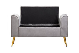 Orsina Grey Velvet Bench With Gold Finish Legs, Comfy Padded Seat Velvet Seat, Built To Last Bedroom Bench - thumbnail 5