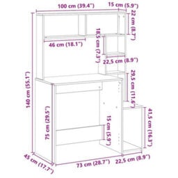 Berkfield Durable Desk With Shelves Artisan Oak 100X45X140 Cm Engineered Wood - thumbnail 9