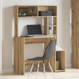 Berkfield Durable Desk With Shelves Artisan Oak 100X45X140 Cm Engineered Wood - thumbnail 3