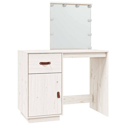 Berkfield Elegant Dressing Table With Led White 95X50X133.5 Cm Solid Wood Pine