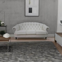 Chesterfield 3 Seater White Leather Sofa Settee Custom Made In Victoria Style - thumbnail 4