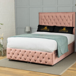 UKBEDFURNITURE Kingston Plush Pink End Opening Divan Ottoman Bed With 54 Inch Headboard - thumbnail 2