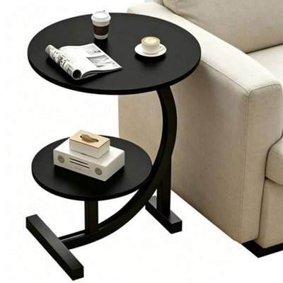 Black 2-Tier C-Shaped Side Laptop Table - image 1
