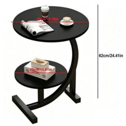 Black 2-Tier C-Shaped Side Laptop Table - thumbnail 2