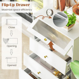 Gainoom 4 Drawer Dresser Modern Storage Cabinet W/ Flip Up Door Bedroom Chest Of Drawers - thumbnail 8