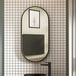 Royal Bathrooms Luxor 900 X 450mm Matt Black Framed Capsule Mirror Within Frame Led, Touch Sensor & Demister Pad - thumbnail 9