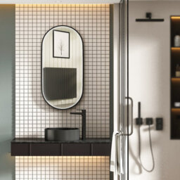 Royal Bathrooms Luxor 900 X 450mm Matt Black Framed Capsule Mirror Within Frame Led, Touch Sensor & Demister Pad - thumbnail 4