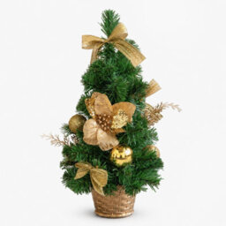 Samuel Alexander 40Cm Golden Fir Mini Christmas Tree With Gold Baubles, Ribbons & Poinsettias - thumbnail 8