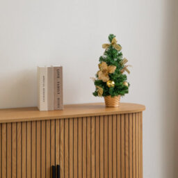 Samuel Alexander 40Cm Golden Fir Mini Christmas Tree With Gold Baubles, Ribbons & Poinsettias - thumbnail 2