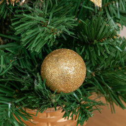 Samuel Alexander 40Cm Golden Fir Mini Christmas Tree With Gold Baubles, Ribbons & Poinsettias - thumbnail 6