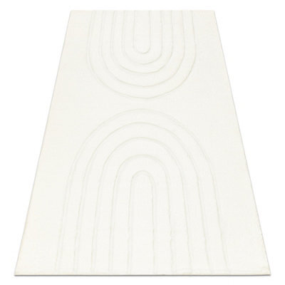 RugsX Curvy White 11 Arches Washable Rug, Structured, Embossed, Plush  60X100 Cm - image 1