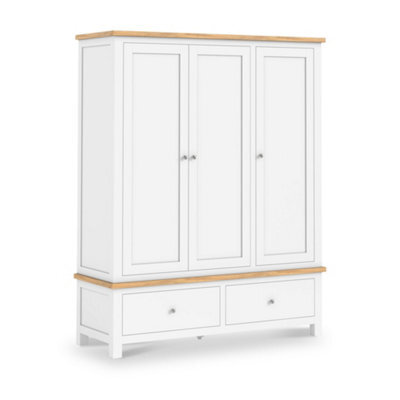 Farro Xl White Triple Wardrobe With 2 Drawers - By Roseland Furniture - image 1