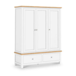 Farro Xl White Triple Wardrobe With 2 Drawers - By Roseland Furniture - thumbnail 1
