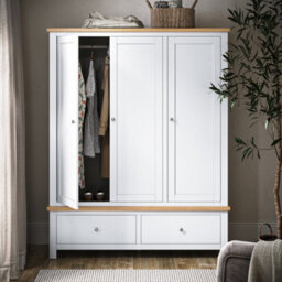Farro Xl White Triple Wardrobe With 2 Drawers - By Roseland Furniture - thumbnail 2