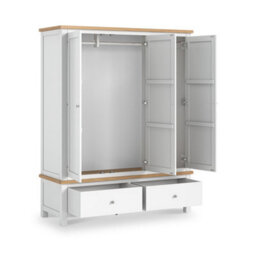 Farro Xl White Triple Wardrobe With 2 Drawers - By Roseland Furniture - thumbnail 3