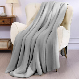 Ameha Fleece Plain Blanket, Lightweight & Reversible Throw For Travel, Bed & Sofa Blanket, Silver Single 130X150Cm - thumbnail 8