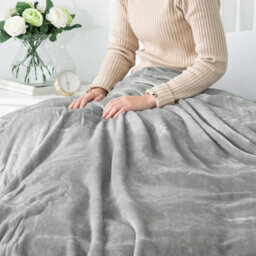 Ameha Fleece Plain Blanket, Lightweight & Reversible Throw For Travel, Bed & Sofa Blanket, Silver Single 130X150Cm - thumbnail 2