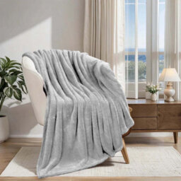 Ameha Fleece Plain Blanket, Lightweight & Reversible Throw For Travel, Bed & Sofa Blanket, Silver Single 130X150Cm - thumbnail 7