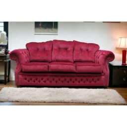 Chesterfield Handmade 3 Seater Sofa Settee Pimlico Wine Red Fabric In Era Style - thumbnail 2