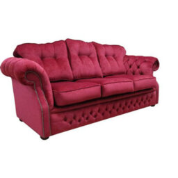 Chesterfield Handmade 3 Seater Sofa Settee Pimlico Wine Red Fabric In Era Style - thumbnail 4