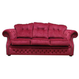 Chesterfield Handmade 3 Seater Sofa Settee Pimlico Wine Red Fabric In Era Style - thumbnail 1