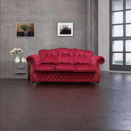 Chesterfield Handmade 3 Seater Sofa Settee Pimlico Wine Red Fabric In Era Style - thumbnail 3
