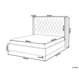 Beliani Bed Velvet Lubbon 180 X 200 Cm (Eu Super King) Grey - thumbnail 3